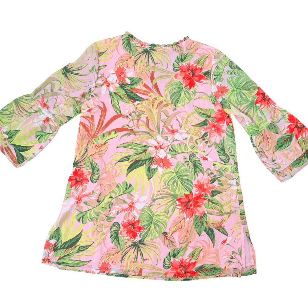 J. Jill Tropical Paradise Floral Lightweight Chiffon Tunic Blouse XSP NEW Resort - Picture 13 of 15